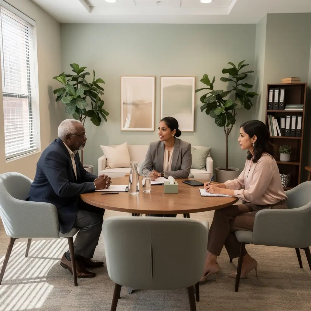 Stylowe miejsca do siedzenia w strefie oczekiwania z jasnym oświetleniem