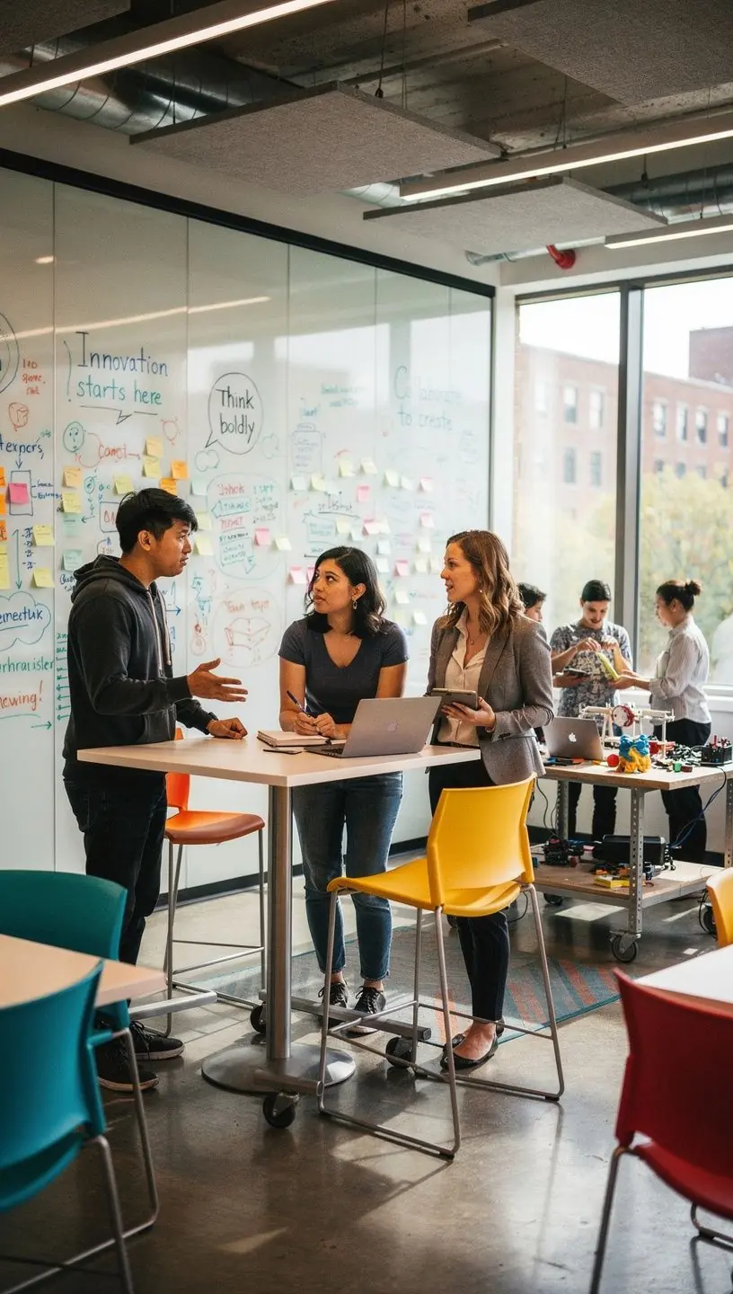 Przytulna recepcja z nowoczesnymi meblami i roślinami doniczkowymi
